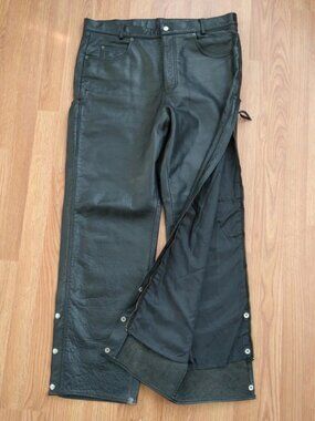 Black Leather Motorcycle Pants 40x32 FMC Superb!